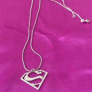 Silver Superman S Pendant Necklace - men’s Jewelry